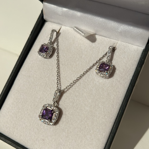 Amethyst earring and necklace set - Picture 3 of 3